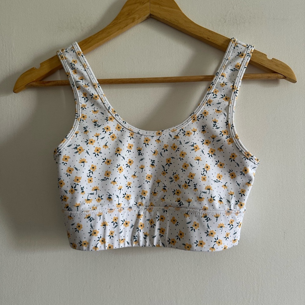SLINKII White Floral Athletic Running Sports Bra size XS EUC